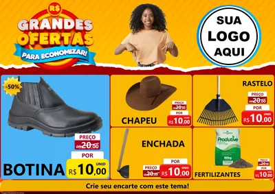 Modelo de Encarte para Encarte A4 Horizontal com o tema Grandes Ofertas Para Economizar! para Agropecuária