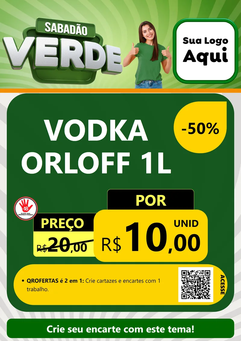 Modelo de Cartaz para Cartaz A4 Vertical com o tema Sabadão Verde para Distribuidora de bebidas