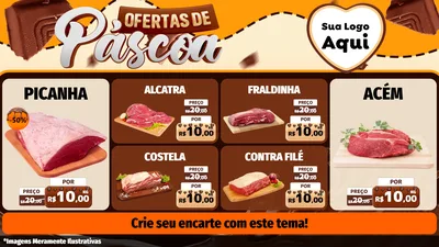 Modelo de TV para TV Horizontal com o tema Ofertas de Páscoa para Açougue