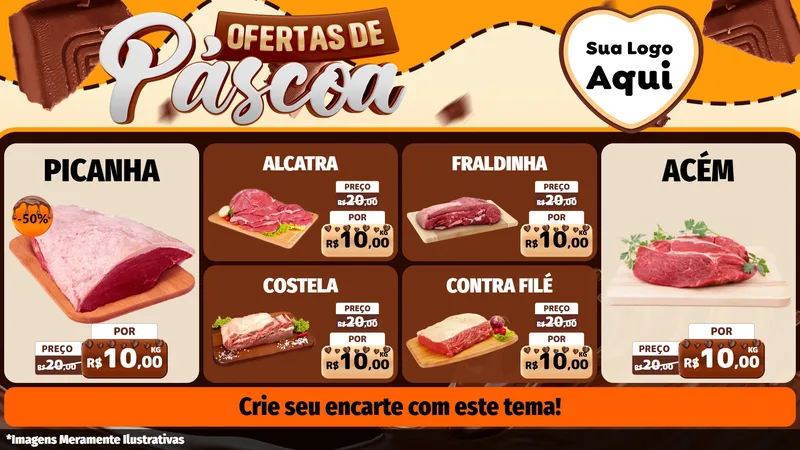 Modelo de TV para TV Horizontal com o tema Ofertas de Páscoa para Açougue