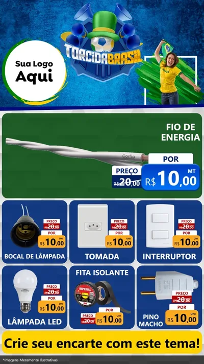 Modelo de Rede Social para Stories com o tema Torcida Brasil - Copa para Materiais Elétricos