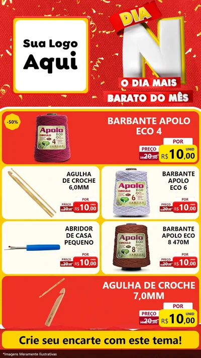 Modelo de TV para TV Vertical com o tema Dia N o Dia Mais Barato do Mês para Armarinho e Aviamentos