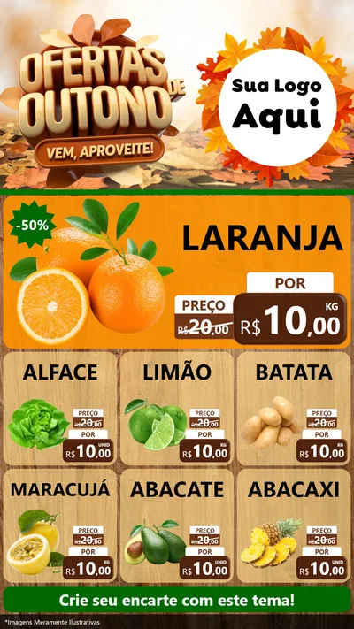 Modelo de Rede Social para Stories com o tema Ofertas de Outono - Vem, Aproveite! para Hortifrúti
