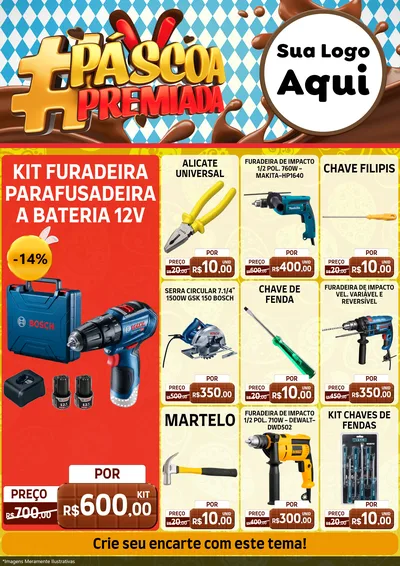 Modelo de Encarte para Encarte A4 Vertical com o tema Páscoa Premiada para Maquinas e Ferramentas