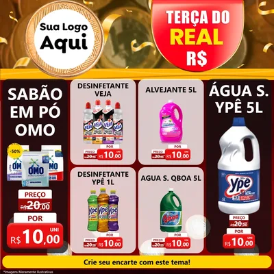 Modelo de Rede Social para Feed Facebook com o tema Terça do Real para Produtos de Limpeza