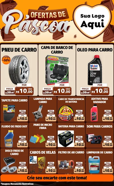 Modelo de Encarte para Encarte Grande com o tema Ofertas de Páscoa para Auto peças