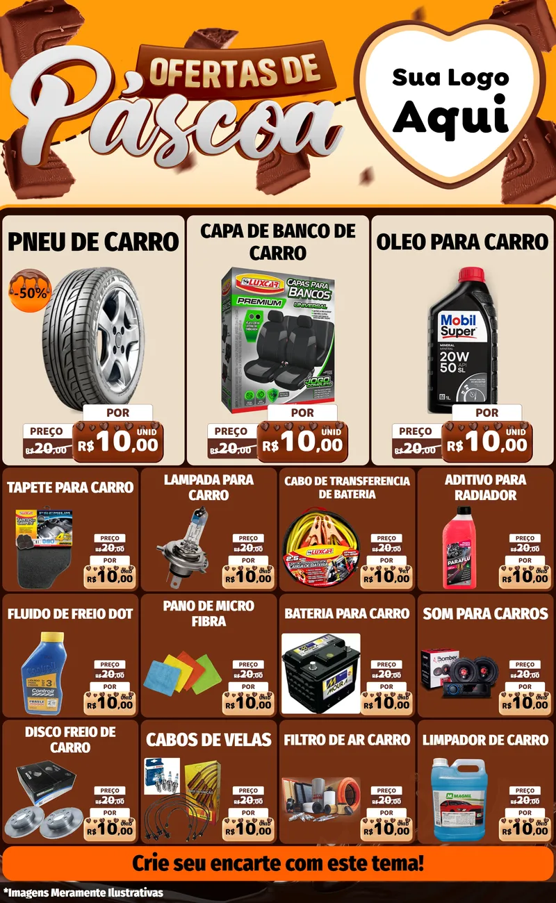 Modelo de Encarte para Encarte Grande com o tema Ofertas de Páscoa para Auto peças