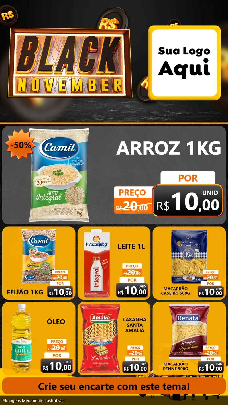 Modelo de Rede Social para Stories com o tema Black November para Supermercado
