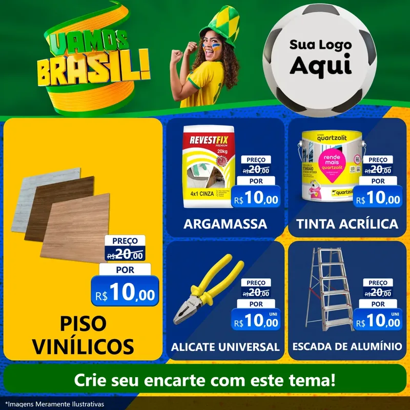 Modelo de Rede Social para Feed Facebook com o tema Vamos Brasil - Copa para Material para Construção