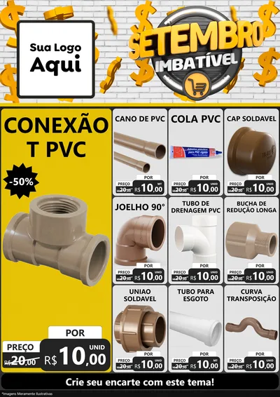 Modelo de Encarte para Encarte A4 Vertical com o tema Setembro Imbatível para Tubos e conexões