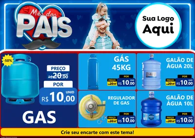 Modelo de Encarte para Encarte A4 Horizontal com o tema Mês Dos Pais para Água e gás