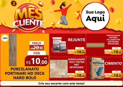 Modelo de Encarte para Encarte A4 Horizontal com o tema Mês do Cliente para Pisos e revestimentos