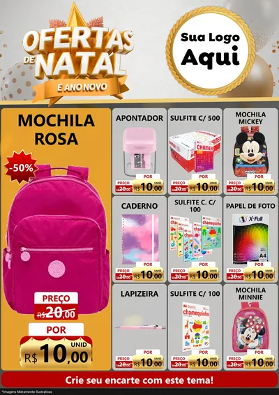 Modelo de Encarte para Encarte A4 Vertical com o tema Ofertas De Natal E Ano Novo para Papelaria