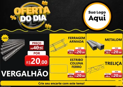Modelo de Encarte para Encarte A4 Horizontal com o tema Oferta Do Dia para Ferragens