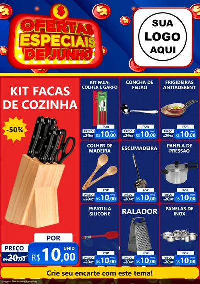 Modelo de Encarte para Encarte A4 Vertical com o tema Ofertas Especiais de Junho para Utilidades Domésticas
