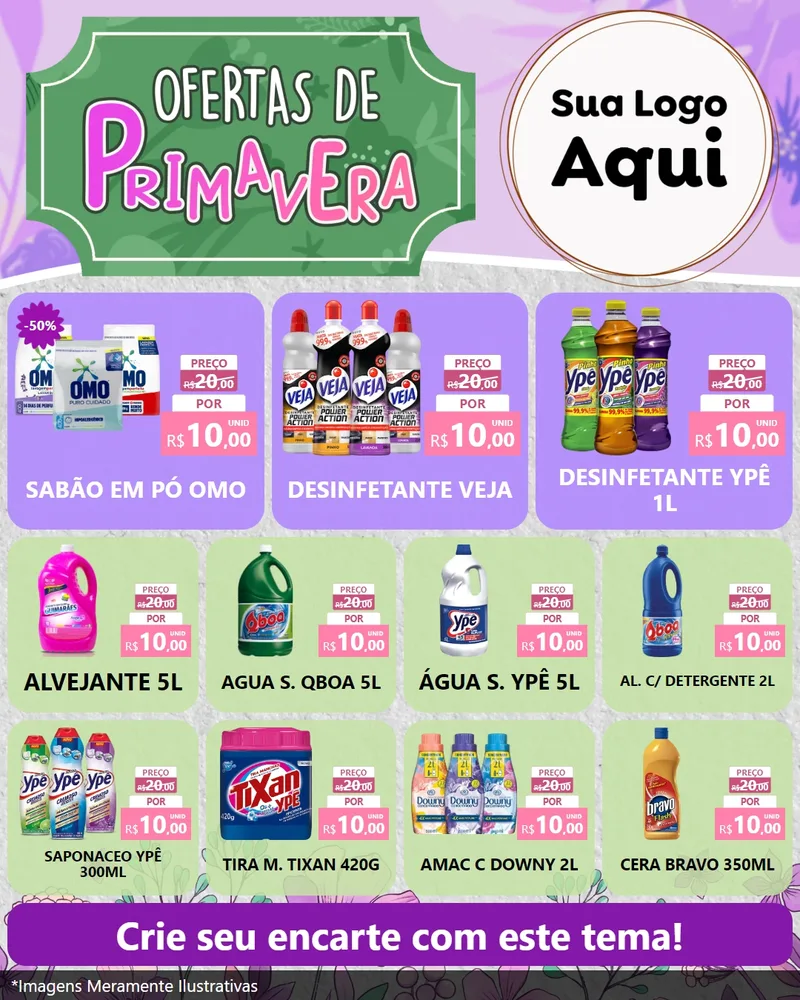 Modelo de Rede Social para Feed Instagram com o tema Ofertas de Primavera para Produtos de Limpeza