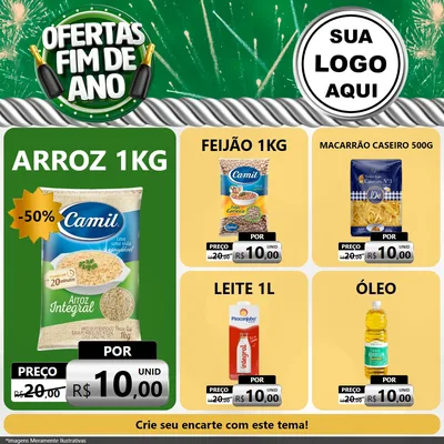 Modelo de Rede Social para Feed Facebook com o tema Ofertas Fim de Ano para Supermercado
