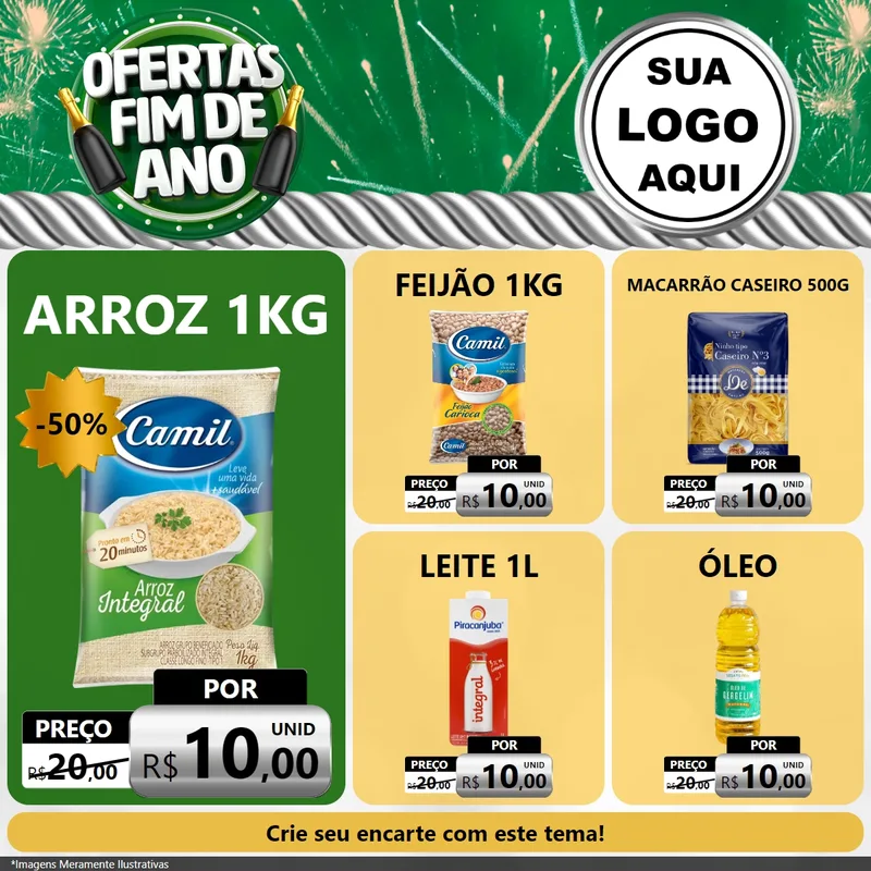 Modelo de Rede Social para Feed Facebook com o tema Ofertas Fim de Ano para Supermercado