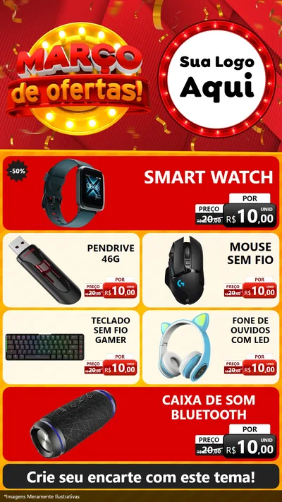 Modelo de TV para TV Vertical com o tema Março de Ofertas! para Informática