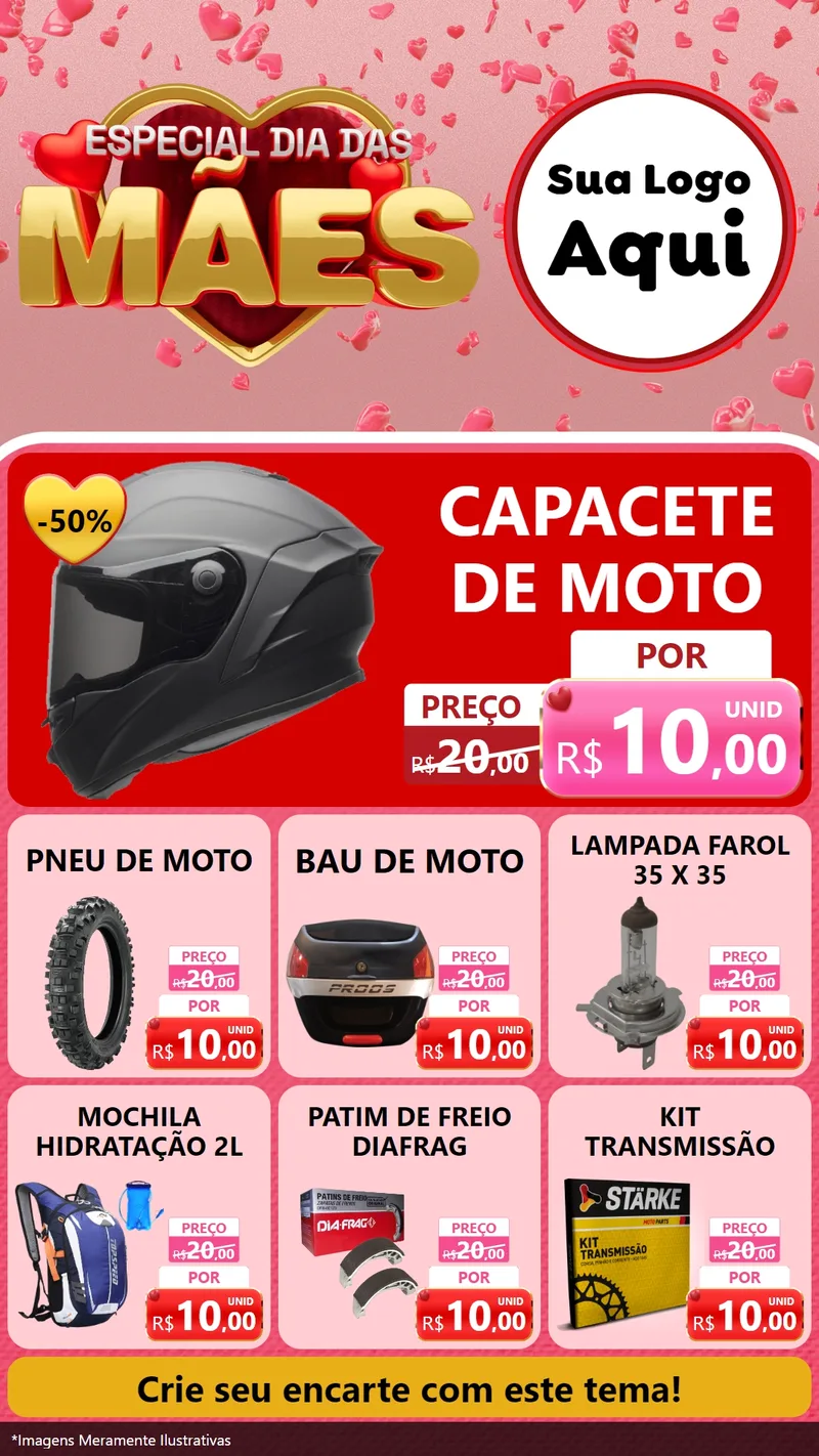 Modelo de Rede Social para Stories com o tema Especial Dia Das Mães para Moto peças