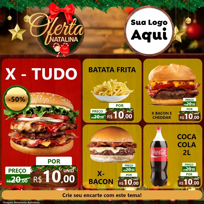 Modelo de Rede Social para Feed Facebook com o tema Ofertas Natalina para Hamburgueria