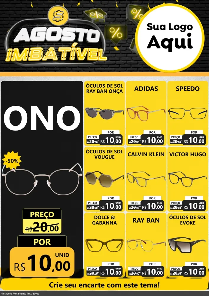 Modelo de Encarte para Encarte A4 Vertical com o tema Agosto Imbatível para Óticas