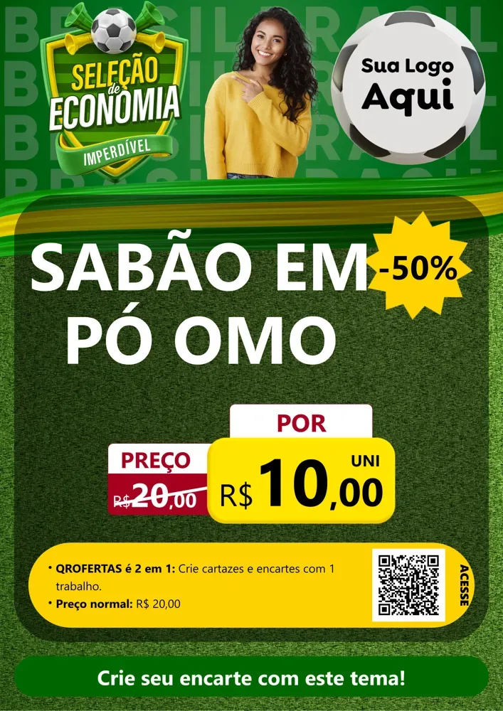 Modelo de Cartaz para Cartaz A4 Vertical com o tema Seleção de Economia - Copa para Produtos de Limpeza