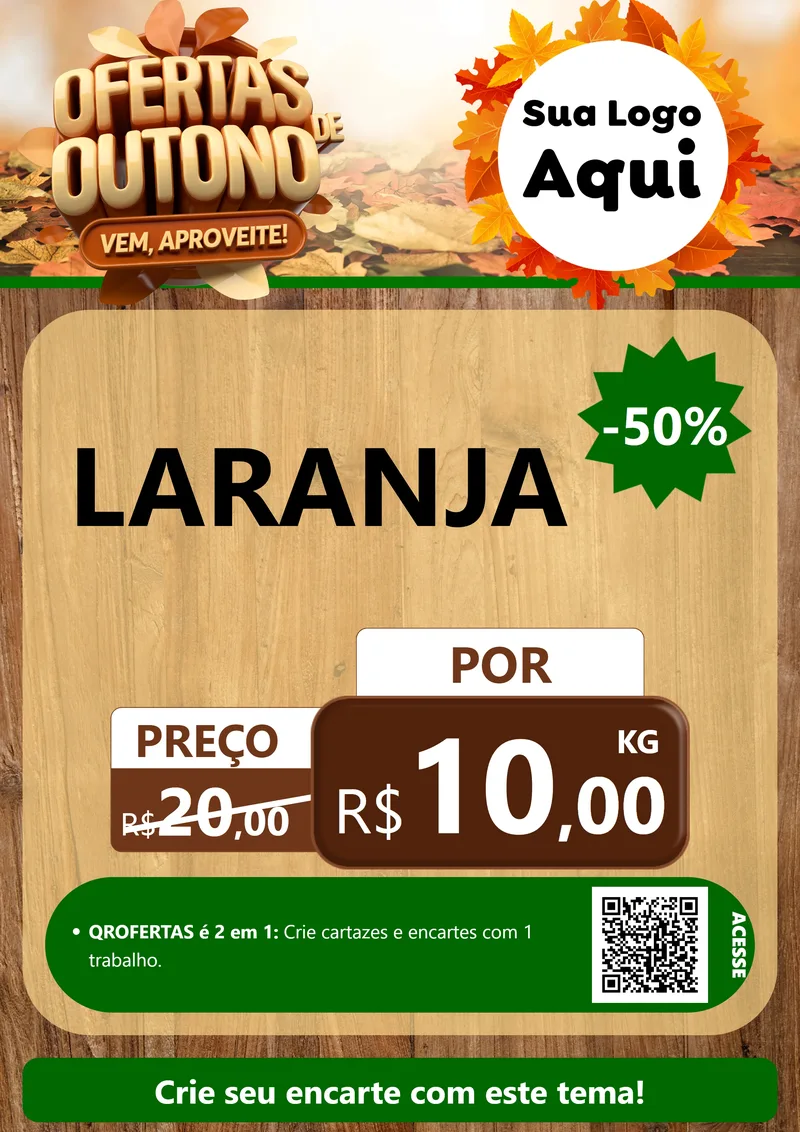 Modelo de Cartaz para Cartaz A4 Vertical com o tema Ofertas de Outono - Vem, Aproveite! para Hortifrúti