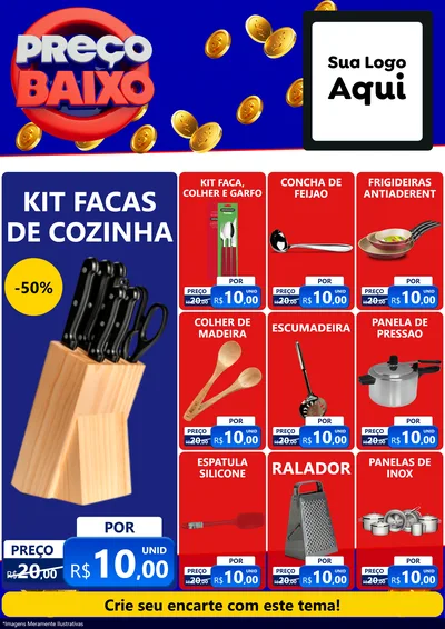 Modelo de Encarte para Encarte A4 Vertical com o tema Preço Baixo para Utilidades Domésticas