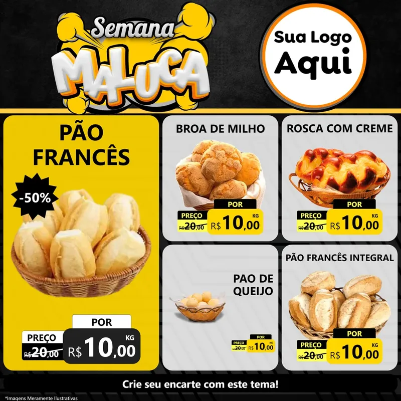 Modelo de Rede Social para Feed Facebook com o tema Semana Maluca para Padaria