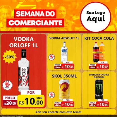 Modelo de Rede Social para Feed Facebook com o tema Semana do Comerciante para Distribuidora de bebidas