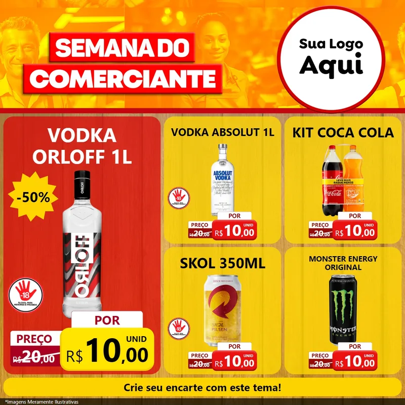 Modelo de Rede Social para Feed Facebook com o tema Semana do Comerciante para Distribuidora de bebidas