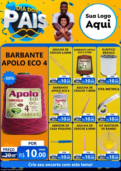 Modelo de Encarte para Encarte A4 Vertical com o tema Dia dos Pais para Armarinho e Aviamentos