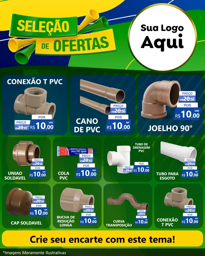 Modelo de Rede Social para Feed Instagram com o tema Seleção de Ofertas - Copa para Tubos e conexões