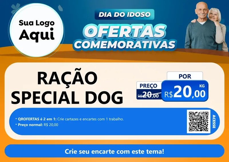 Modelo de Cartaz para Cartaz A4 Horizontal com o tema Dia do Idoso para Pet Shop