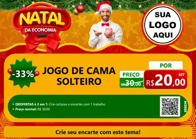 Modelo de Cartaz para Cartaz A4 Horizontal com o tema Natal da Economia para Cama, Mesa e Banho