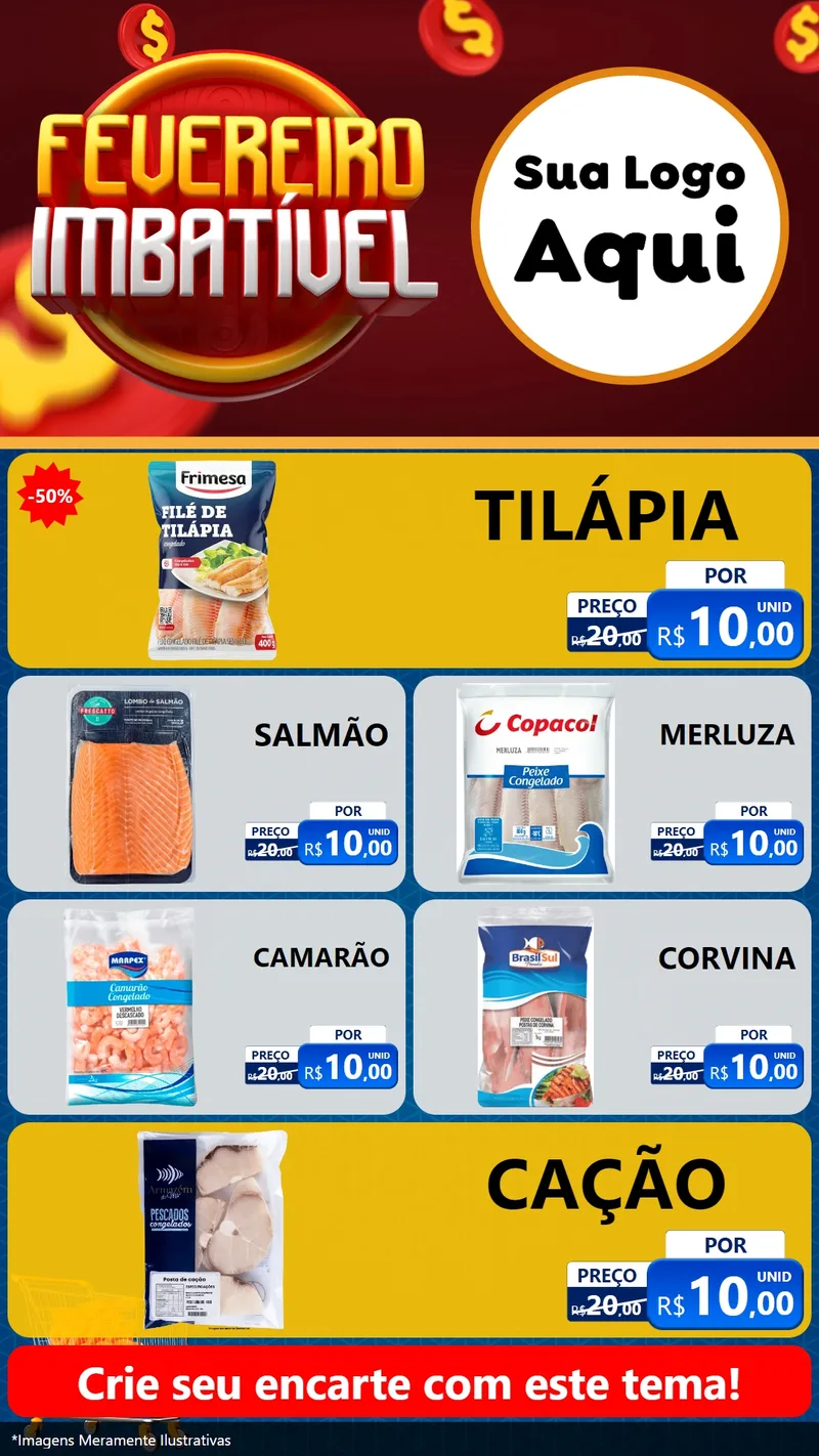 Modelo de TV para TV Vertical com o tema Fevereiro Imbatível para Peixaria