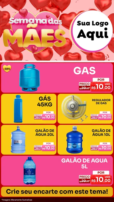 Modelo de TV para TV Vertical com o tema Semana Das Mães para Água e gás