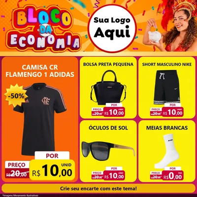 Modelo de Rede Social para Feed Facebook com o tema Bloco da Economia para Roupas e acessórios