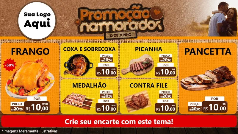 Modelo de TV para TV Horizontal com o tema Promoção Namorados para Assados
