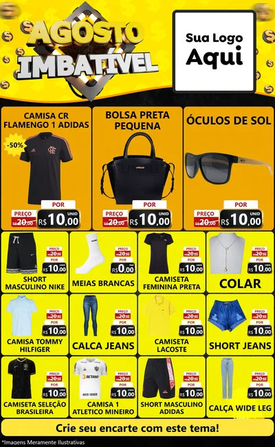 Modelo de Encarte para Encarte Grande com o tema Agosto Imbatível para Roupas e acessórios