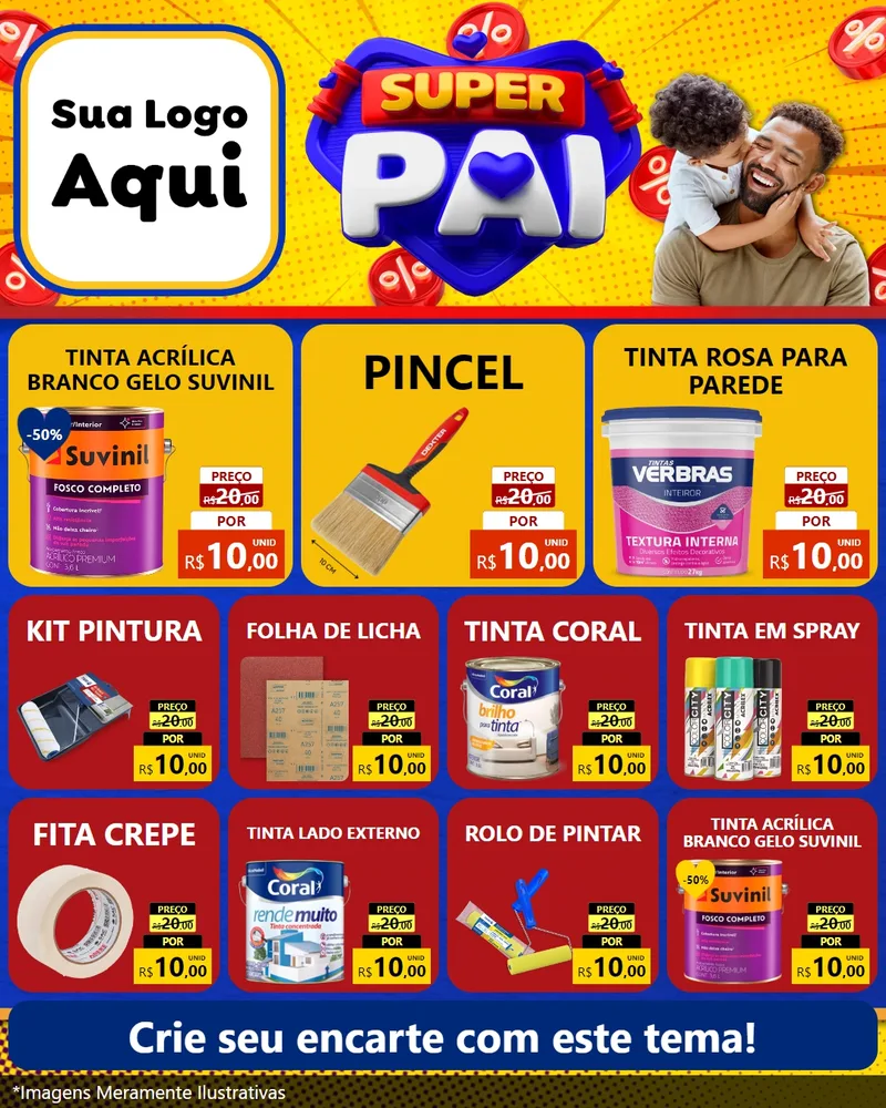 Modelo de Rede Social para Feed Instagram com o tema Super Pai para Tintas e Ferramentas