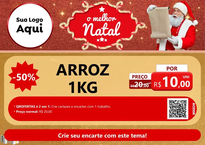 Modelo de Cartaz para Cartaz A4 Horizontal com o tema O Melhor Natal para Supermercado