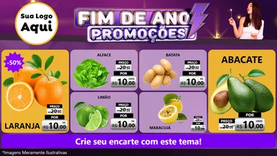 Modelo de TV para TV Horizontal com o tema Fim de Ano Promoções para Hortifrúti