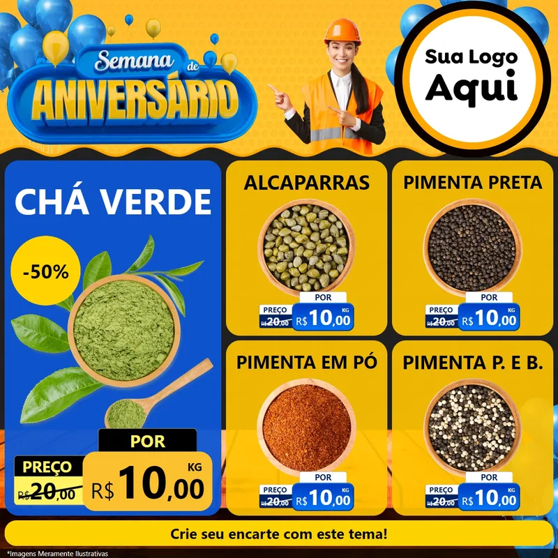 Modelo de Rede Social para Feed Facebook com o tema Semana de Aniversário para Produtos Naturais
