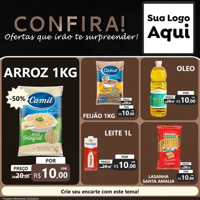 Modelo de Rede Social para Feed Facebook com o tema Confira! Ofertas que irão te surpreender! para Supermercado