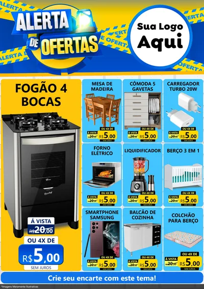 Modelo de Encarte para Encarte A4 Vertical com o tema Alerta de Ofertas para Móveis e Eletro