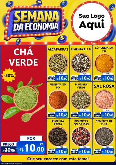 Modelo de Encarte para Encarte A4 Vertical com o tema Semana da Economia para Produtos Naturais