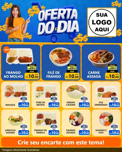 Modelo de Rede Social para Feed Instagram com o tema Oferta do Dia para Restaurante