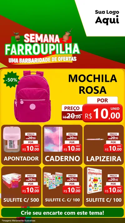 Modelo de Rede Social para Stories com o tema Semana Farroupilha - Uma Barbaridade de Ofertas para Papelaria